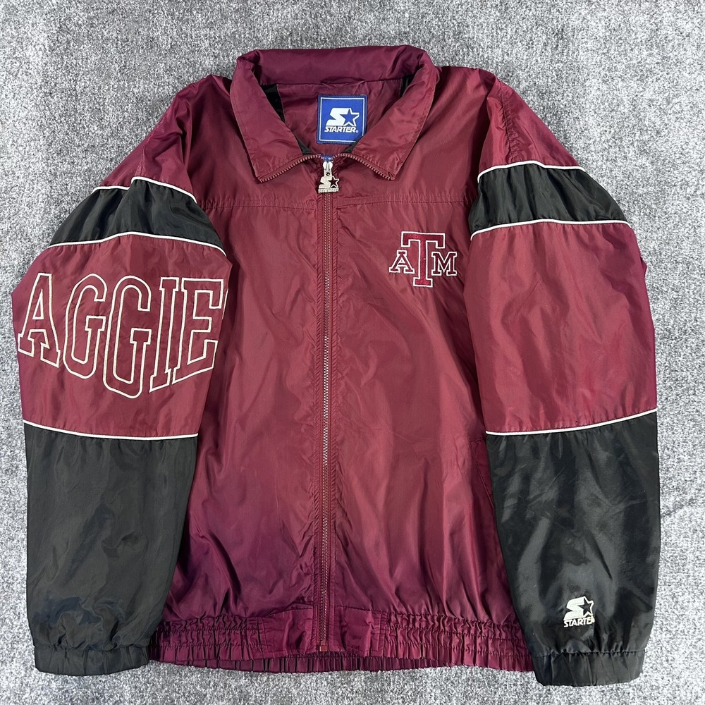 Vintage 90s Starter Texas A&M Aggies Starter Windbreaker Zip Up Jacket SIZE XL